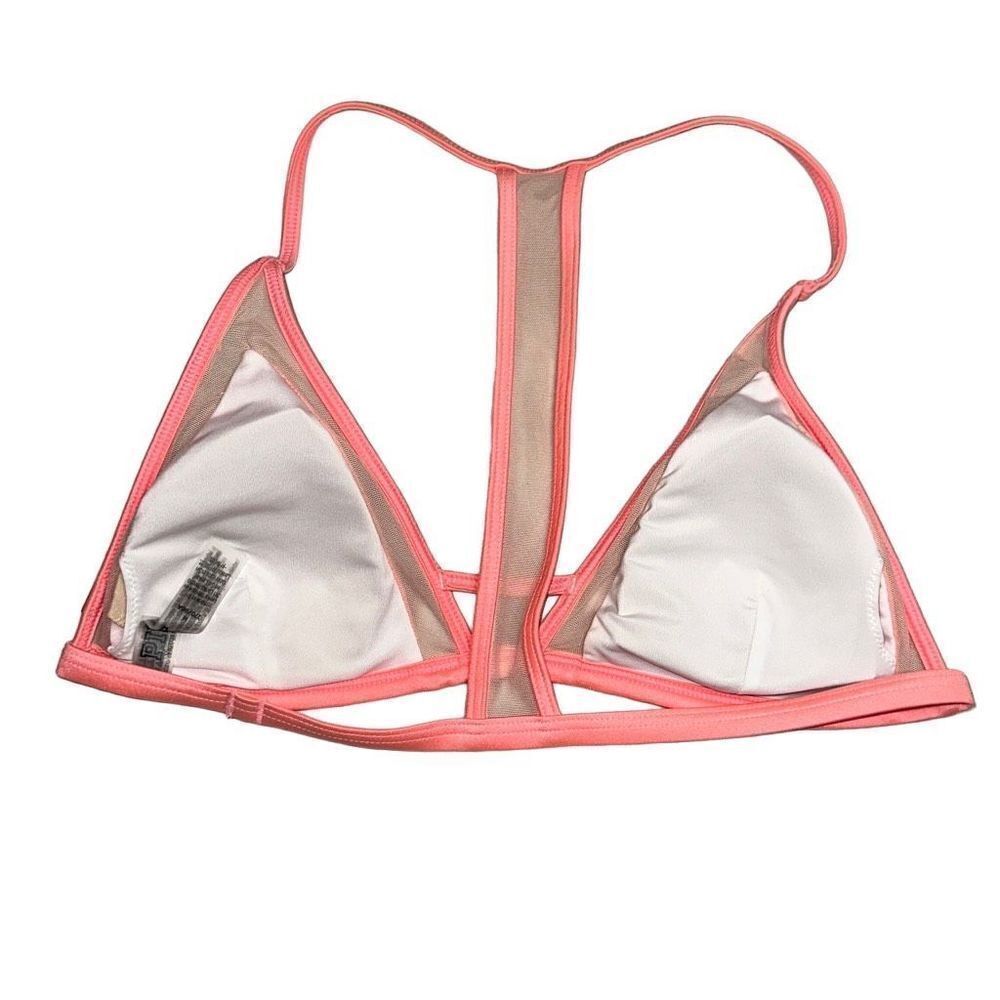 2018 Victoria’s Secret PINK sz Med sexy bright coral bikini swim top sheer hot - Picture 2 of 5